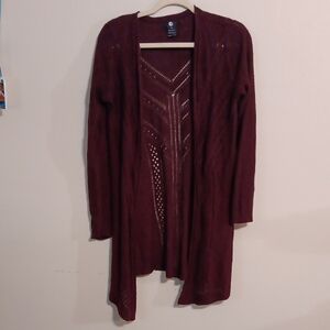 Elegant Maroon Open-Front Cardigan
